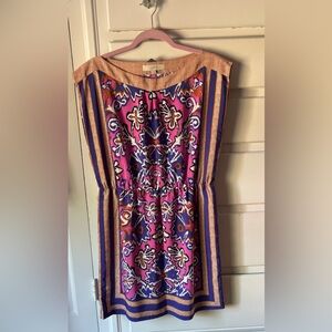 Loft Boho Floral Blue Trim Easy Summer Dress